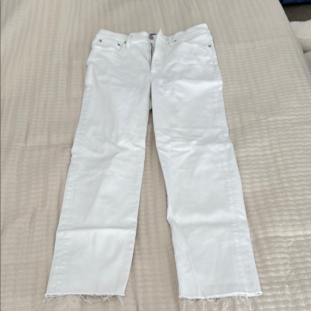 J. Crew Factory White Stovepipe Straight Leg Jeans with Modern Edge